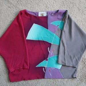 Vintage J. Ryan Designs Abstract Silk Blouse